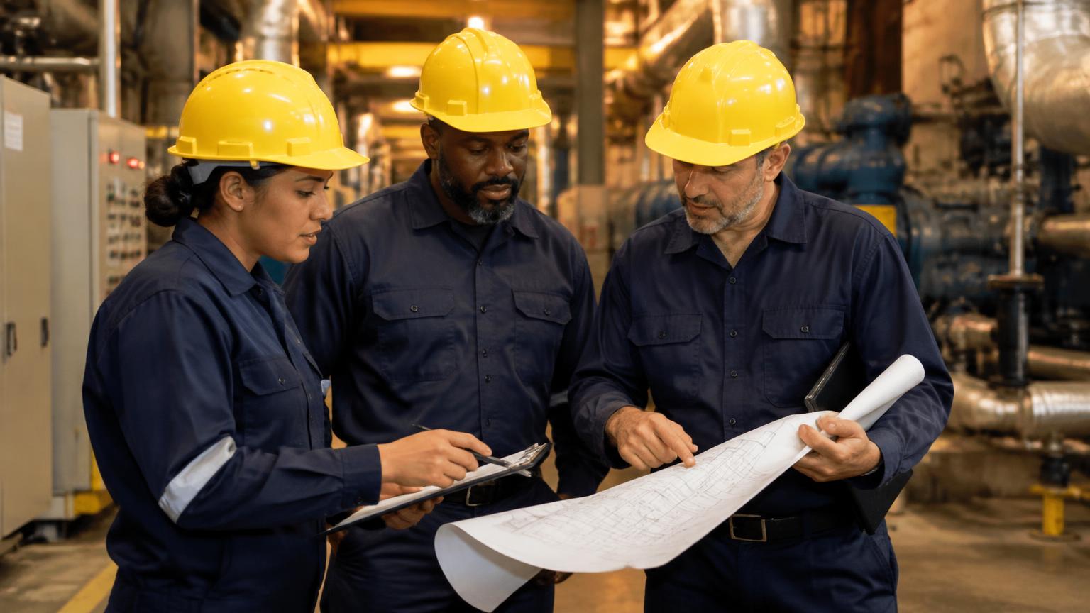 Facilities technical team conducting a site work briefing